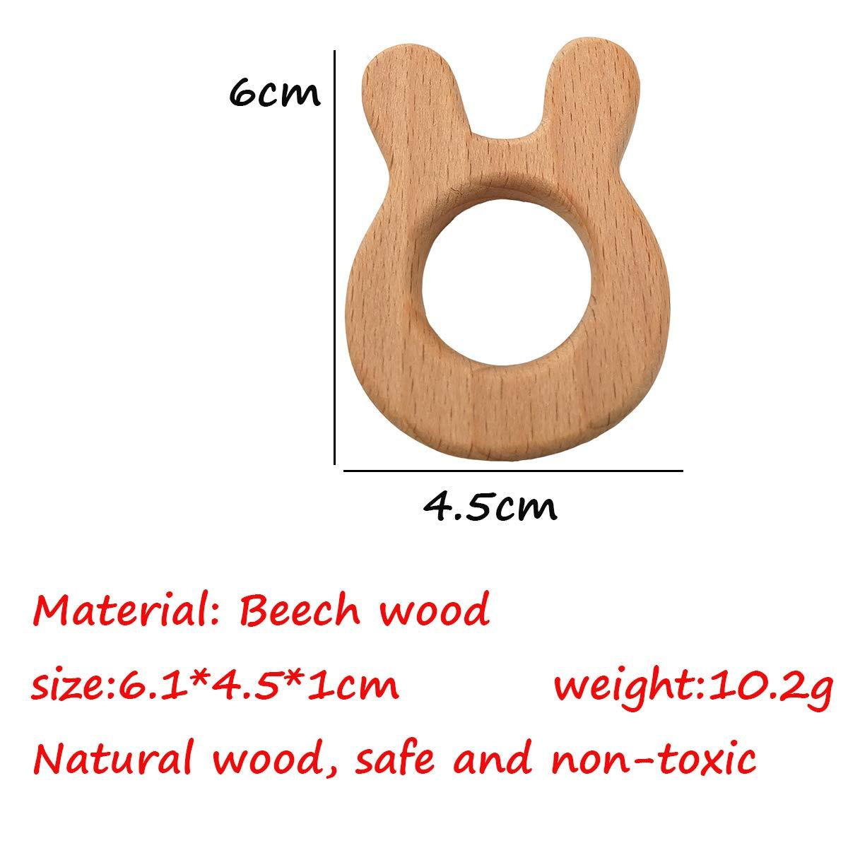 Organic Wooden Animal Shape Teether Handmade Beech Wood, Natural and