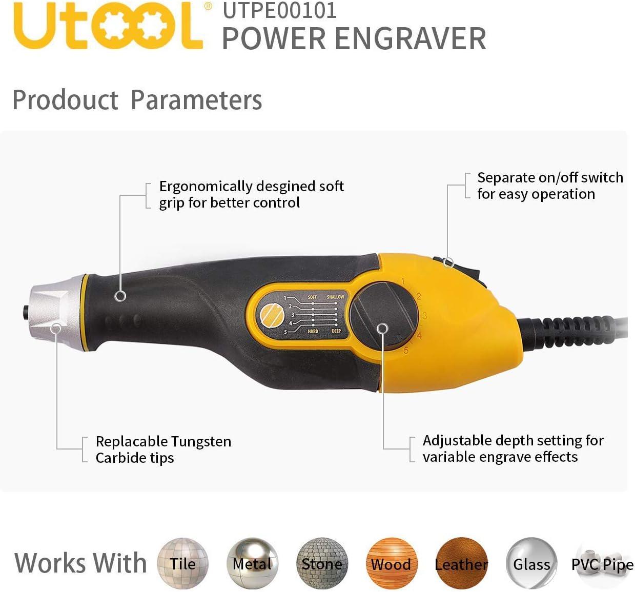 UTOOL Engraver Pen with Letter/Number Stencil 24W Handheld Etching