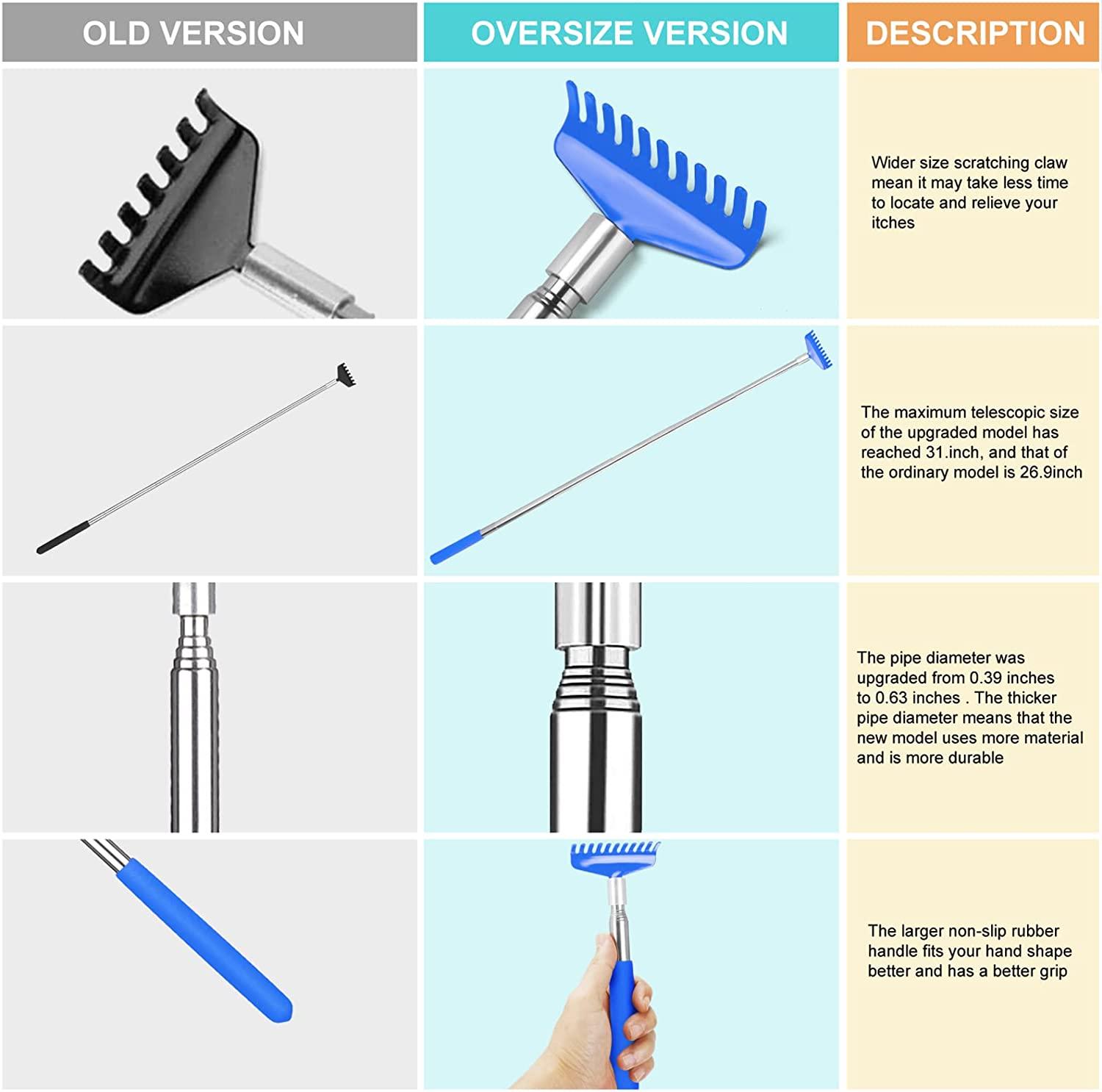 Oversized Portable Extendable Back Scratcher, Upgraded Metal Stainless