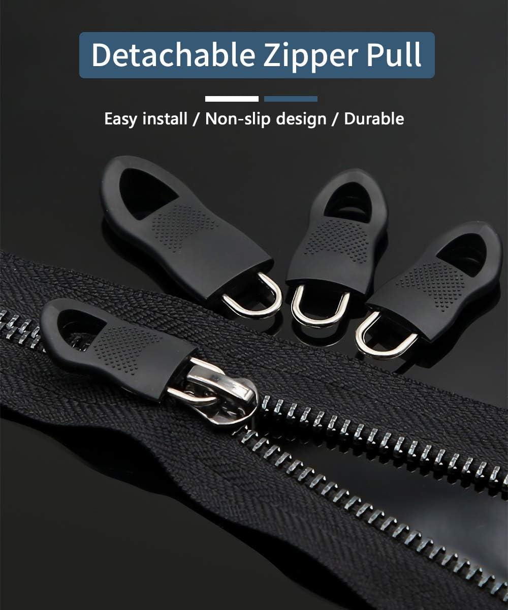 Yolev 8pcs Zipper Pull Replacement, Detachable Zipper Pull Tab Repair Kit  for Luggage Coat Boots Backpack (Silver, Black, Gold, Gun Black)