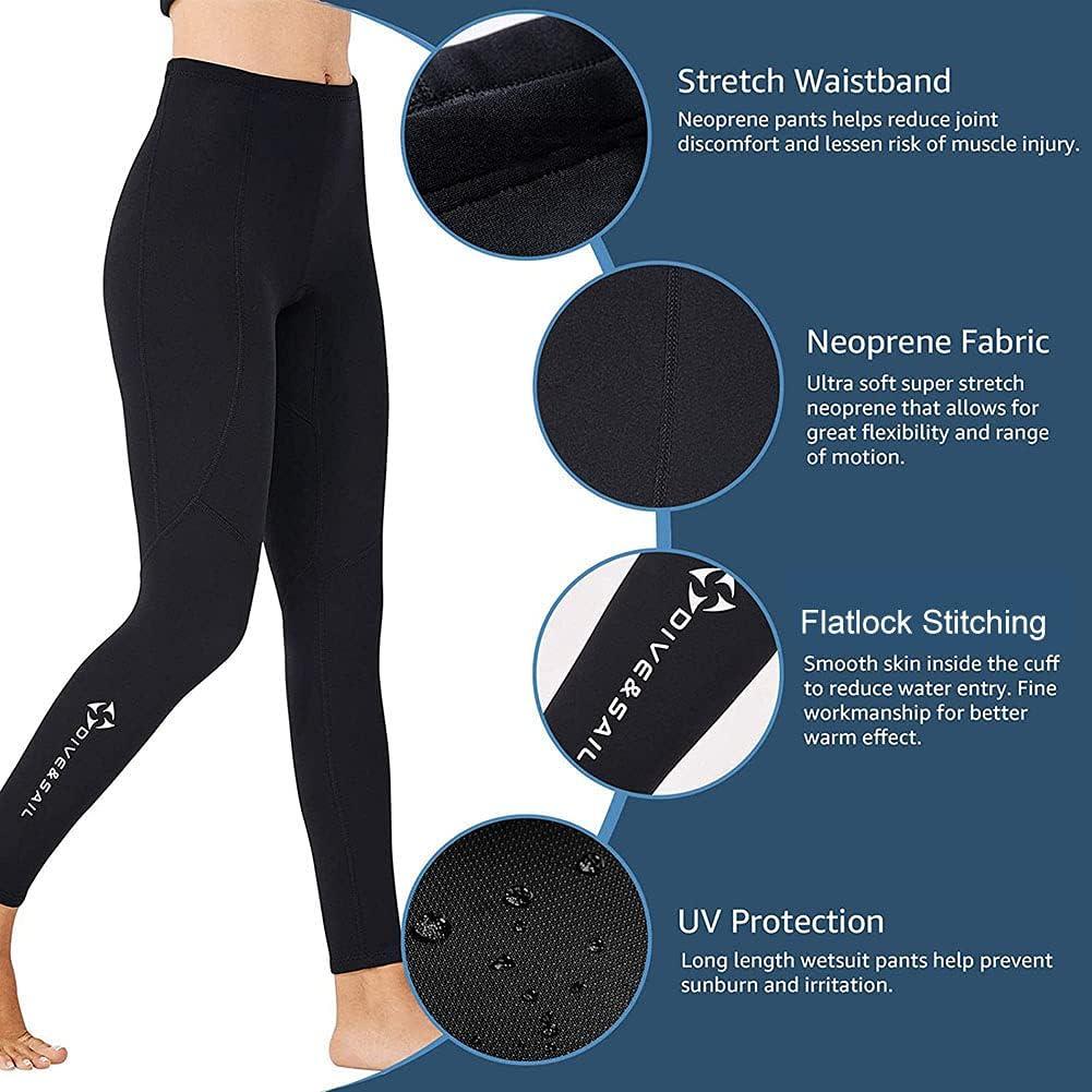 Wetsuit Pants Women Men Neoprene Long Pants 2MM Diving Swimming Surfing  Leggings, 3MM 1.5MM Swim Tights Pant Wetsuits Shorts Warm Sun Protection  for Snorkeling Scuba Water Sports 2mm Women Large