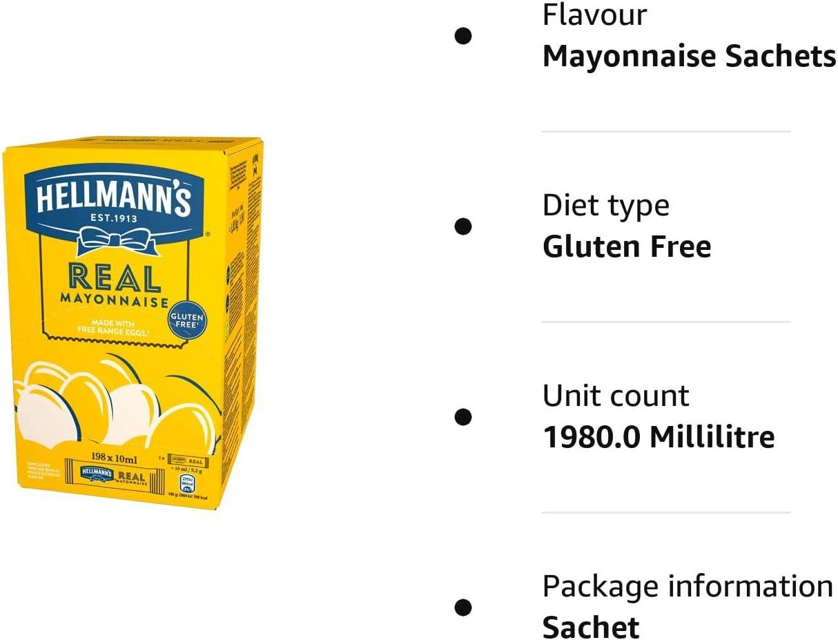 Hellmann's Real Mayonnaise Sachets 198 x 10ml