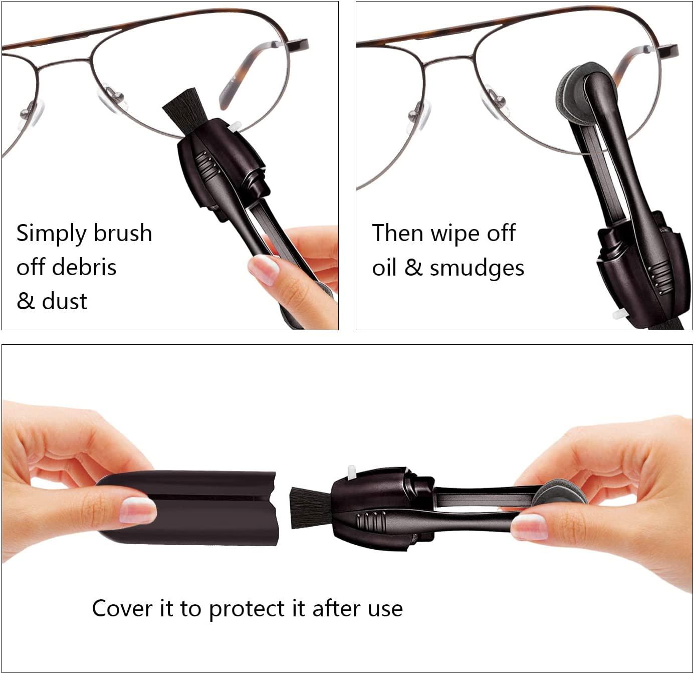 Glasses Cleaning Kit(3pc), Eye Glass Cleaner Lens Cleaner Scratch Remover  for Eyeglasses, Microfiber Spectacles Portable Carbon Eyeglasses Cleaner,  Efficient and Durable Carbon Microfiber Technology