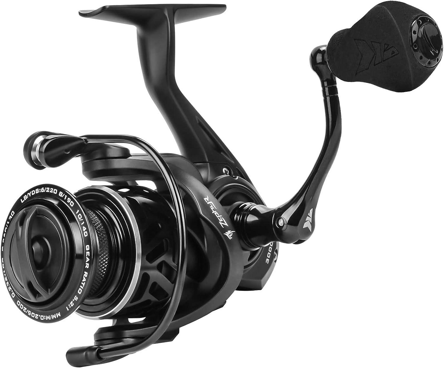 Kastking Zephyr Spinning Reel – Fresh and Saltwater Fishing Reel – 7+1  Stainless Steel Ball Bearings – up to 22 Lbs Carbon Fiber Drag - Oversized  Stainless Stee…