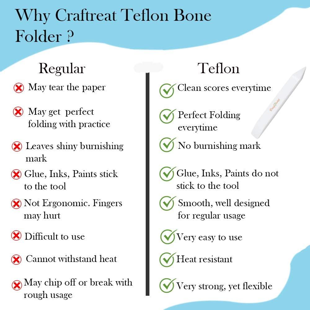 CrafTreat Teflon Bone Folder and Scoring Tool - Large Bone Folder