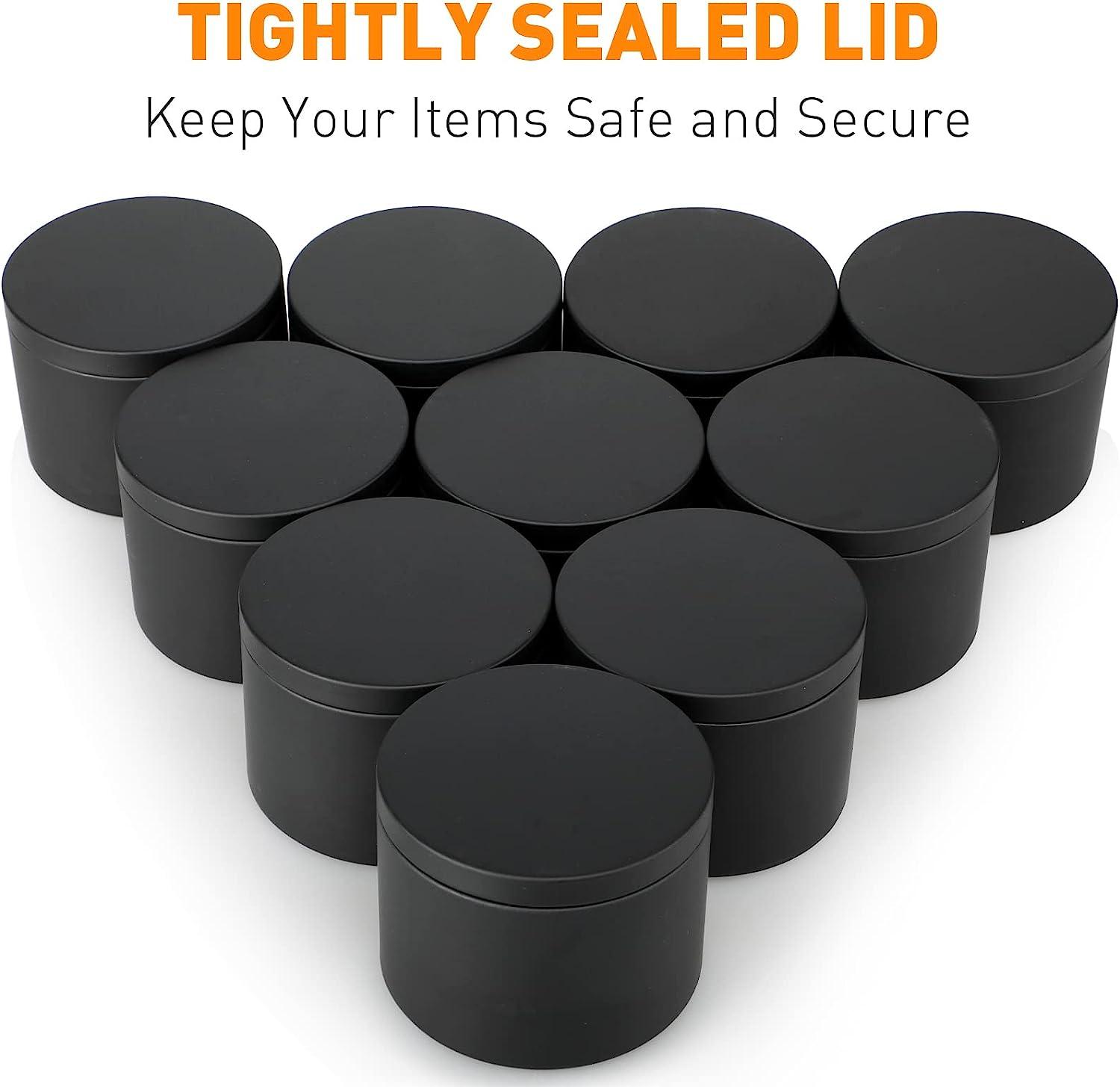 PMCDS2G 24 All-Black 8oz Candle Tins with Lids, Seamless Pot-Bellied Black  Matt Finish, Candle Making Supplies, Empty Candle Jars for Making Candles  Bulk, Candle Containers