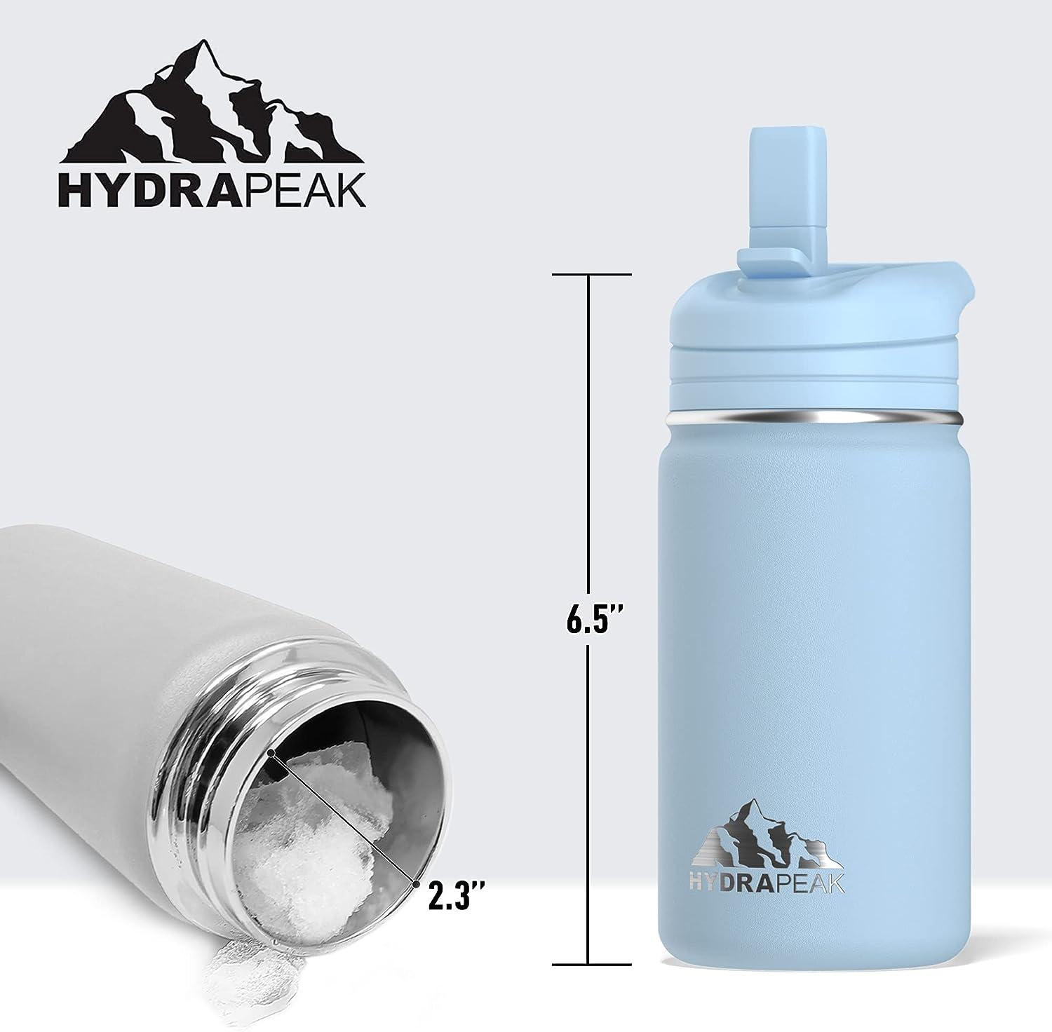 Hydrapeak Mini 14oz Kids Water Bottle with Straw Lid Insulated Water Bottle  Kids Kids Water Bottle Stainless Steel Kids Water Bottles (Cloud) 1 Cloud