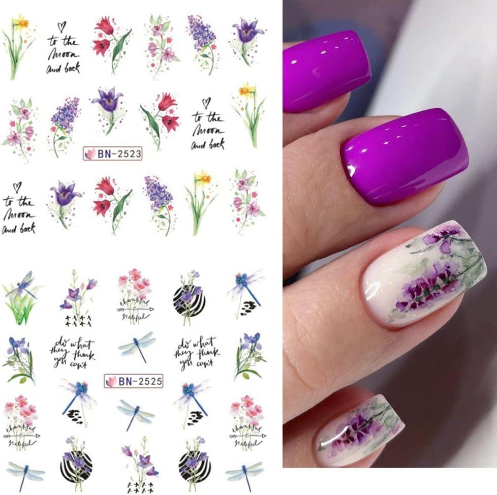Light Purple Floral Foil Nails for Spring