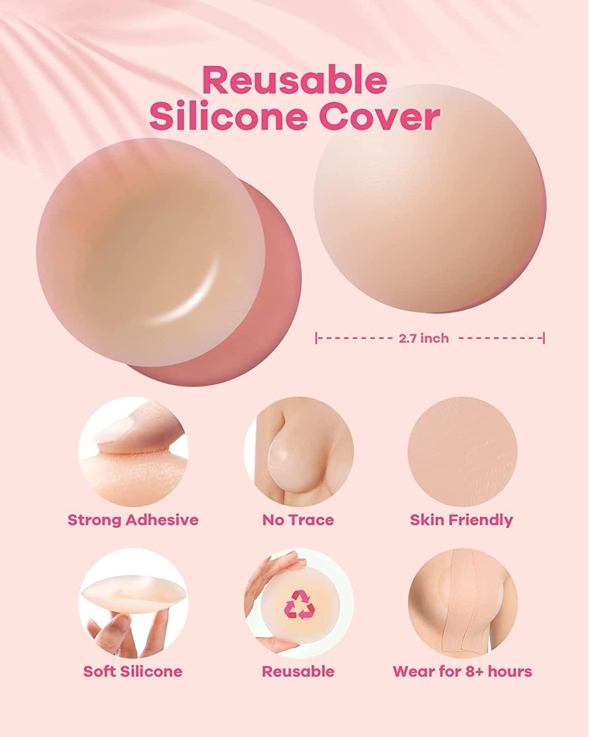  AURUZA Boob Tape, Breast Lift Boobytape with 2 Pairs Nipple  Covers, Waterproof Bob Tape DIY Breathable Breast Lift Tape for A-E Large  Breast (Pink Boob Tape) : Clothing, Shoes & Jewelry