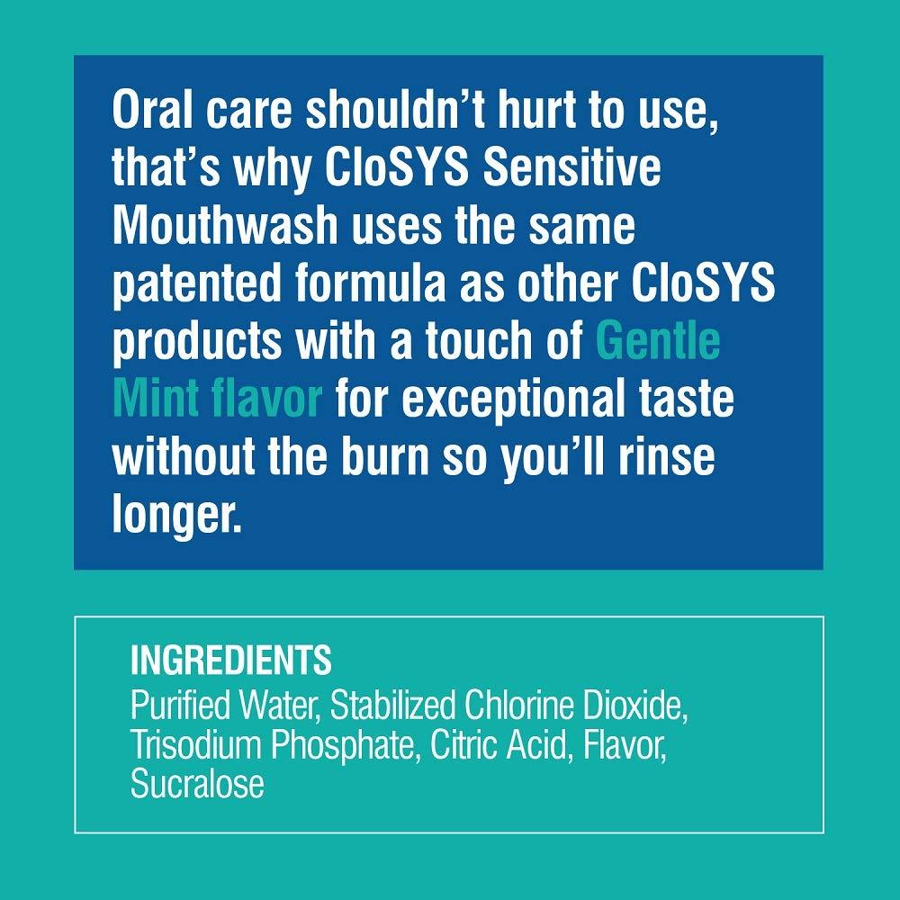 CloSYS Sensitive Mouthwash, 32 Ounce, 2 Count, Gentle Mint, Alcohol