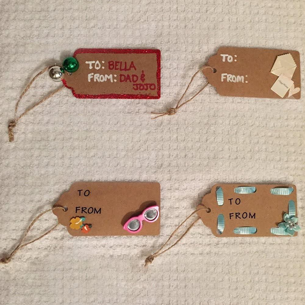 CHSYOO ​​300 Kraft Paper Tags, Brown, White And Black Gift Tags 6x6cm Round Label Paper And 10m Natural Jute Rope For Wedding Christmas Party Diy Decoration