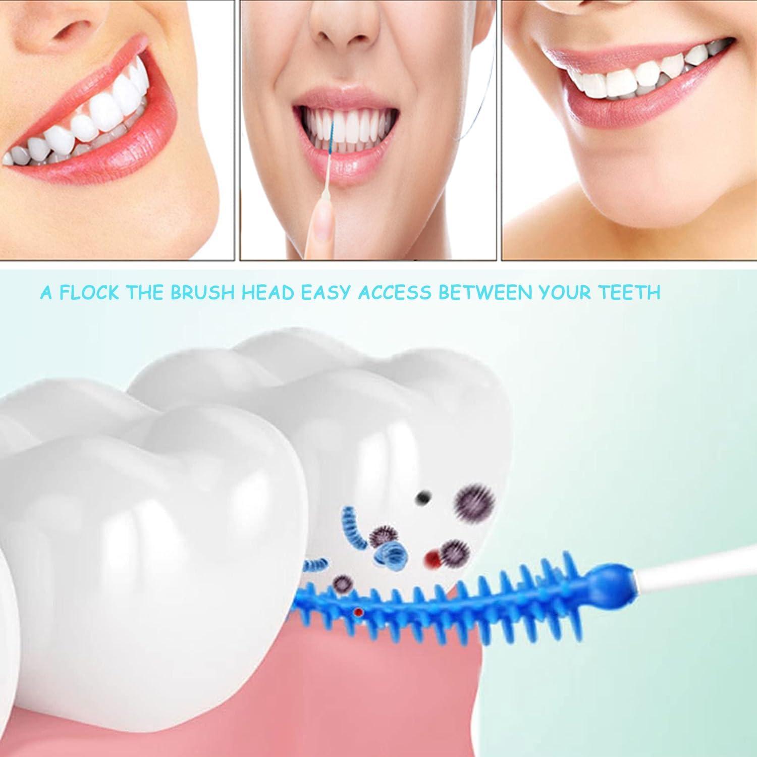 Fajoek Interdental Brushes 200pcs Blue 0.7mm Cleaning Brushes for