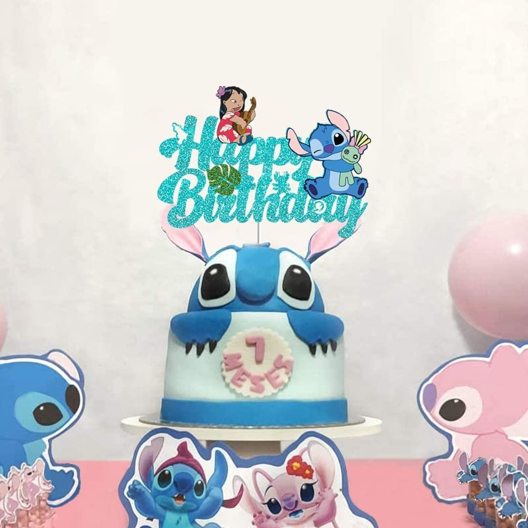 Disney Lilo&Stitch Glitter Paper Cake Topper Hanppy Birthday Cake  Decorations For Kild Birthday Baby Shower Party