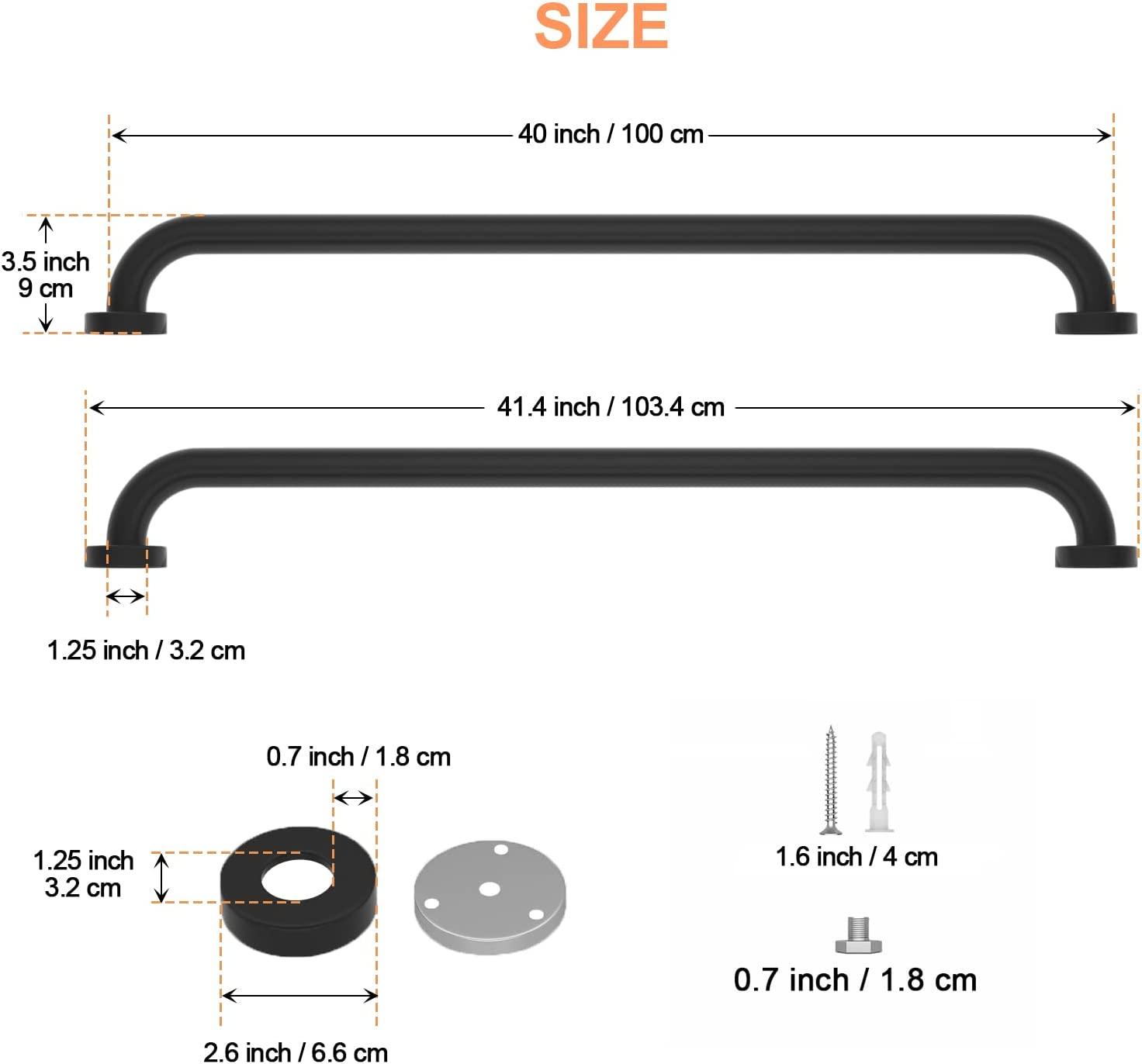 2 Pack 40 Inch Matte Black Shower Grab Bar, iMomwee Stainless Steel