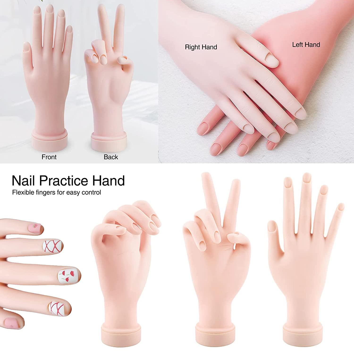 Practice Hand for Acrylic Nails, Fake Hand for Nails Practice, Flexible  Movable Fake Hand Manicure Practice Tool, Nail Art Training Practice 
