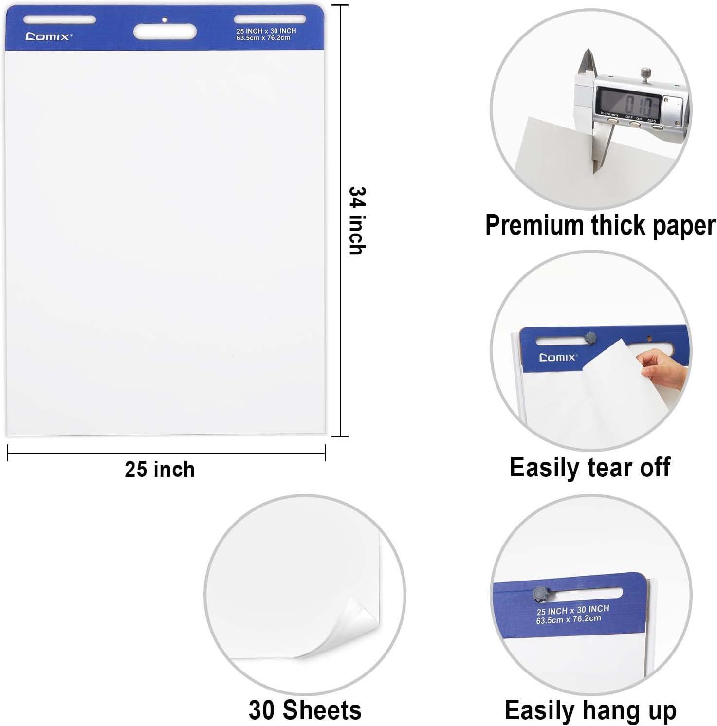 Comix Sticky Easel Pad, 25 x 30 Inches Flip Chart Paper for