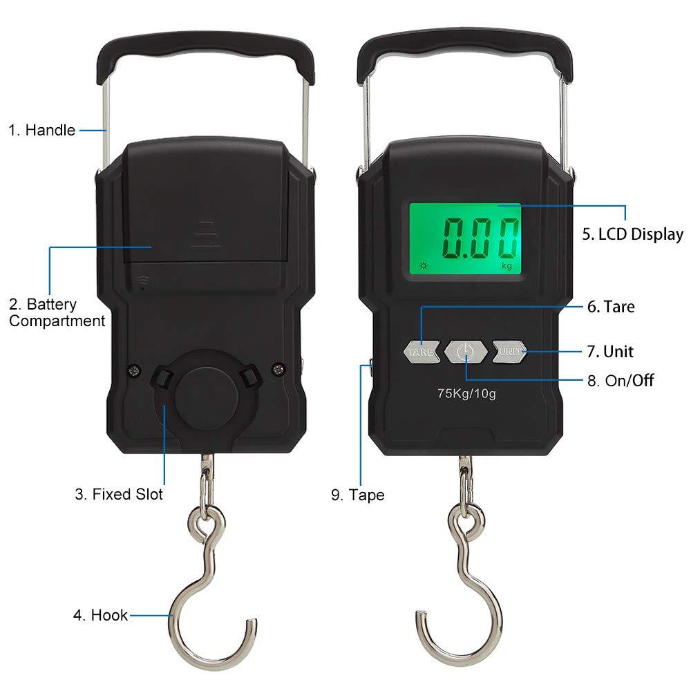 Cooltto Fishing Scale, 165lb/75kg Portable Digital Weight Capacity