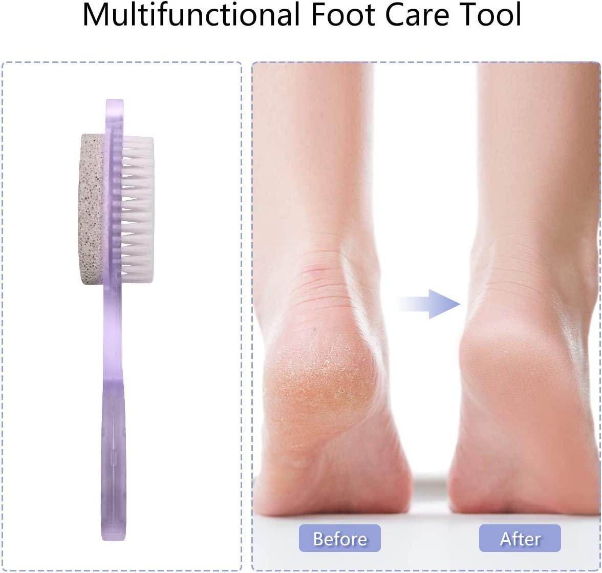 Fangze Pumice Stone Brush for Feet, 2 Pack Foot Brush Scrubber 4 in 1