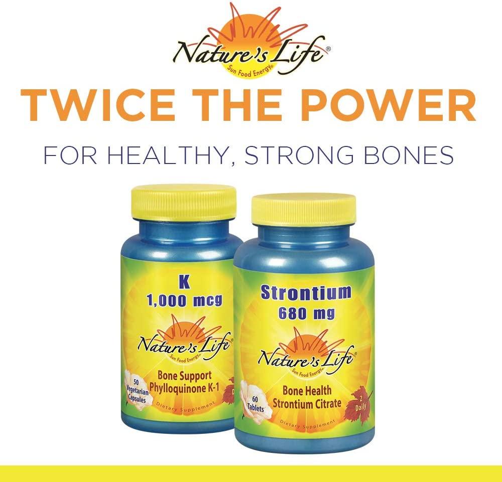 Nature's Life Vitamin K 1000mcg Supplement for Healthy Bones