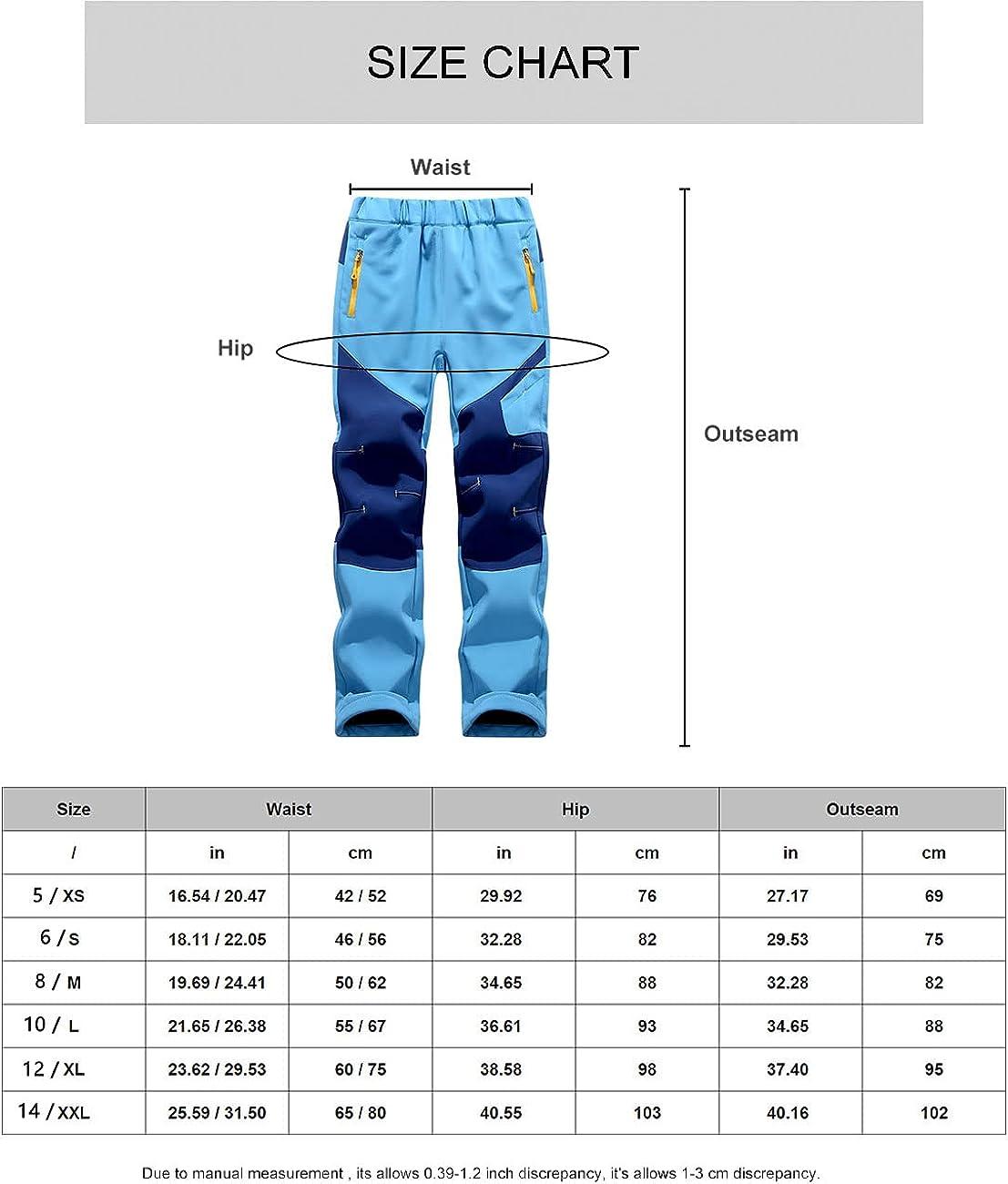 LANBAOSI Boys Girls Kids Snow Pants Toddler Fleece Lined Hiking Ski Pants  Waterproof Insulated Outdoor Trousers with Pockets Black 6