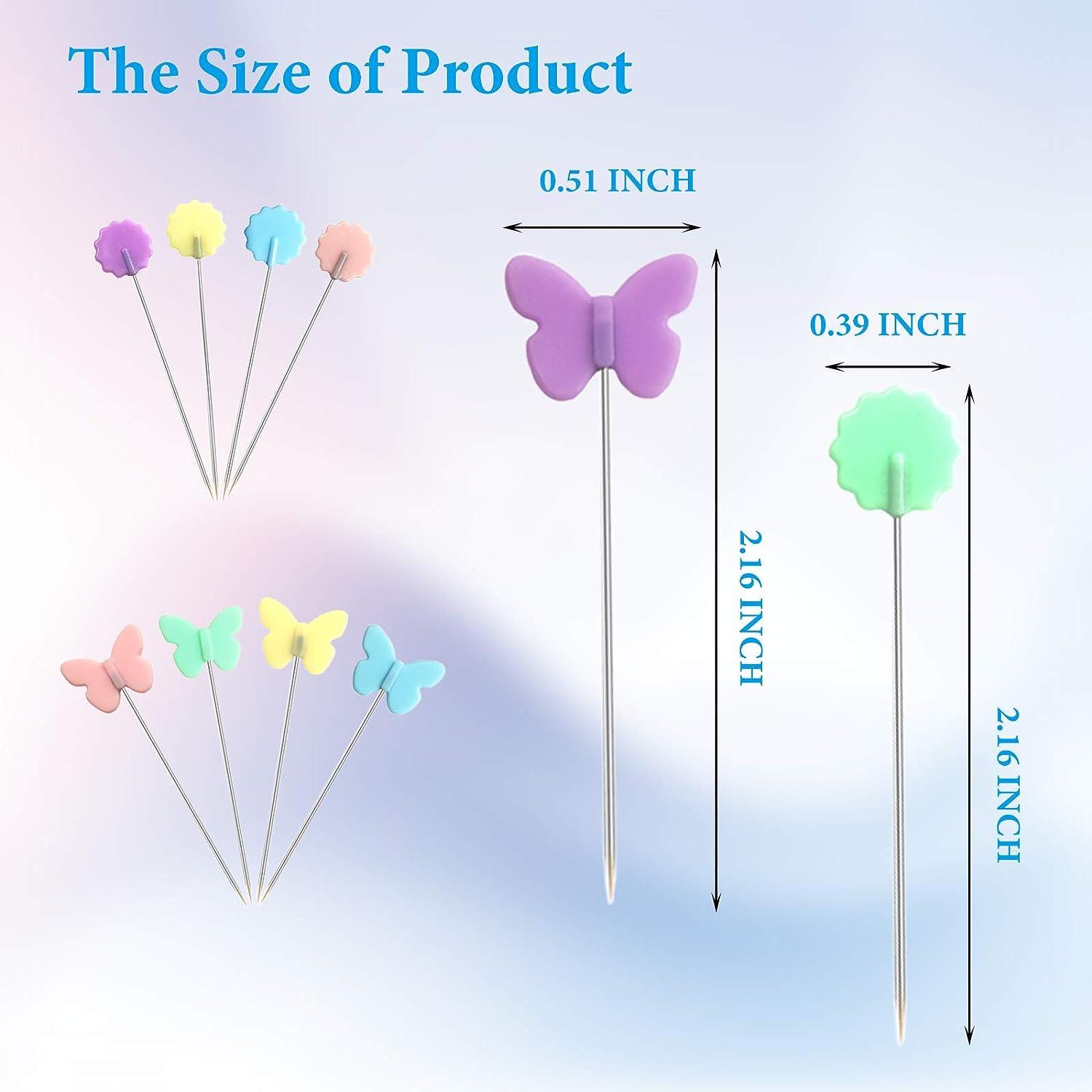 200pcs Sewing Pins Flat Head Straight Pins with Butterfly and Flower  Colored Heads Long 2.16inch Quilting Pins for Dressmaker Craft Sewing  Project and DIY Decoration (Butterfly and Flower)