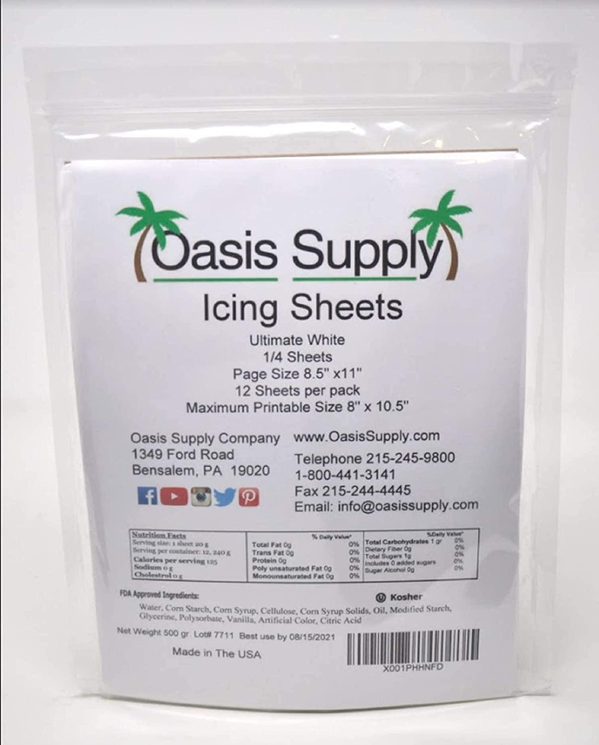 Oasis Supply, Ultra Flexible Icing Sheets, White, Paper 