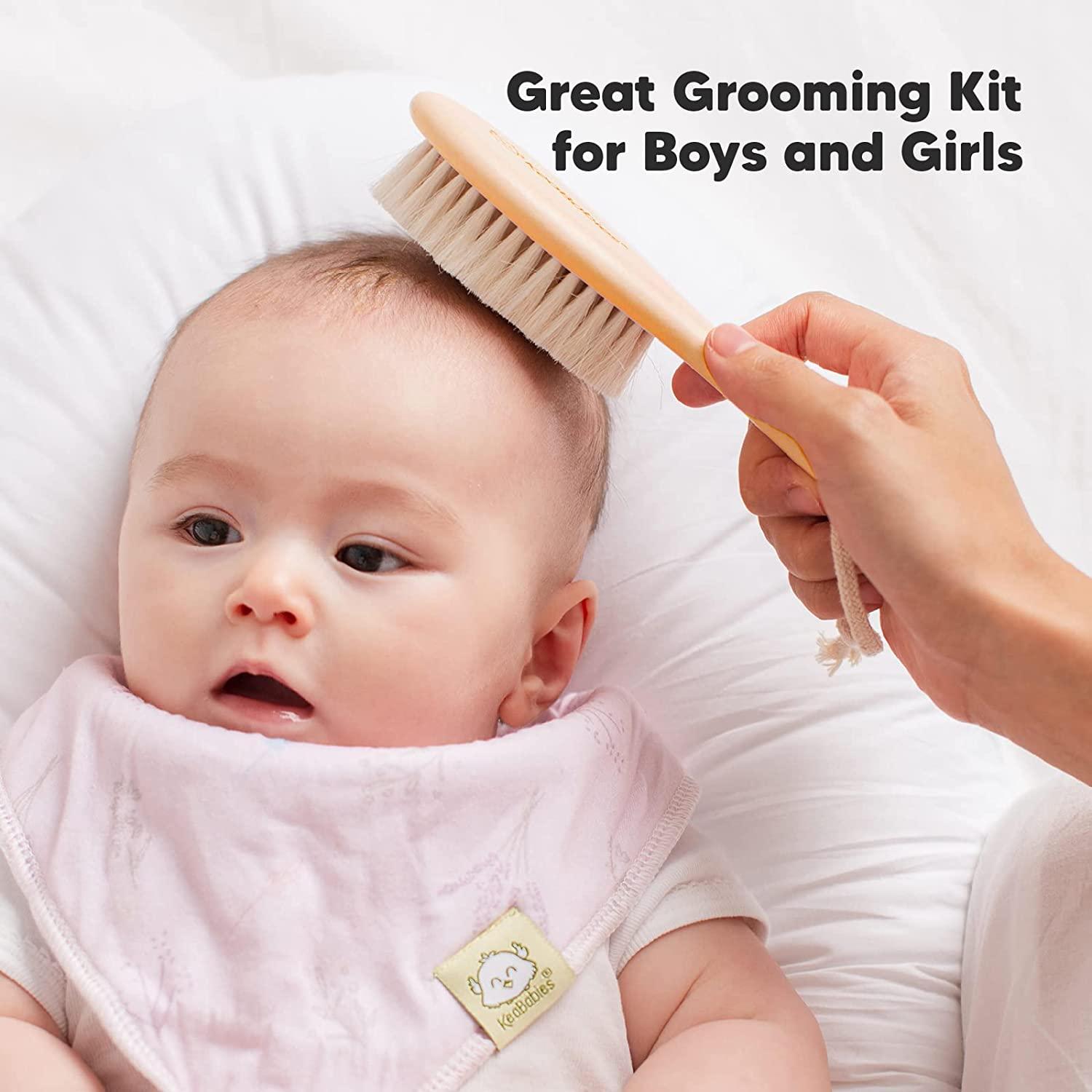 Baby Hair Brush Baby Brush with Soft Goat Bristles Cradle Cap Brush