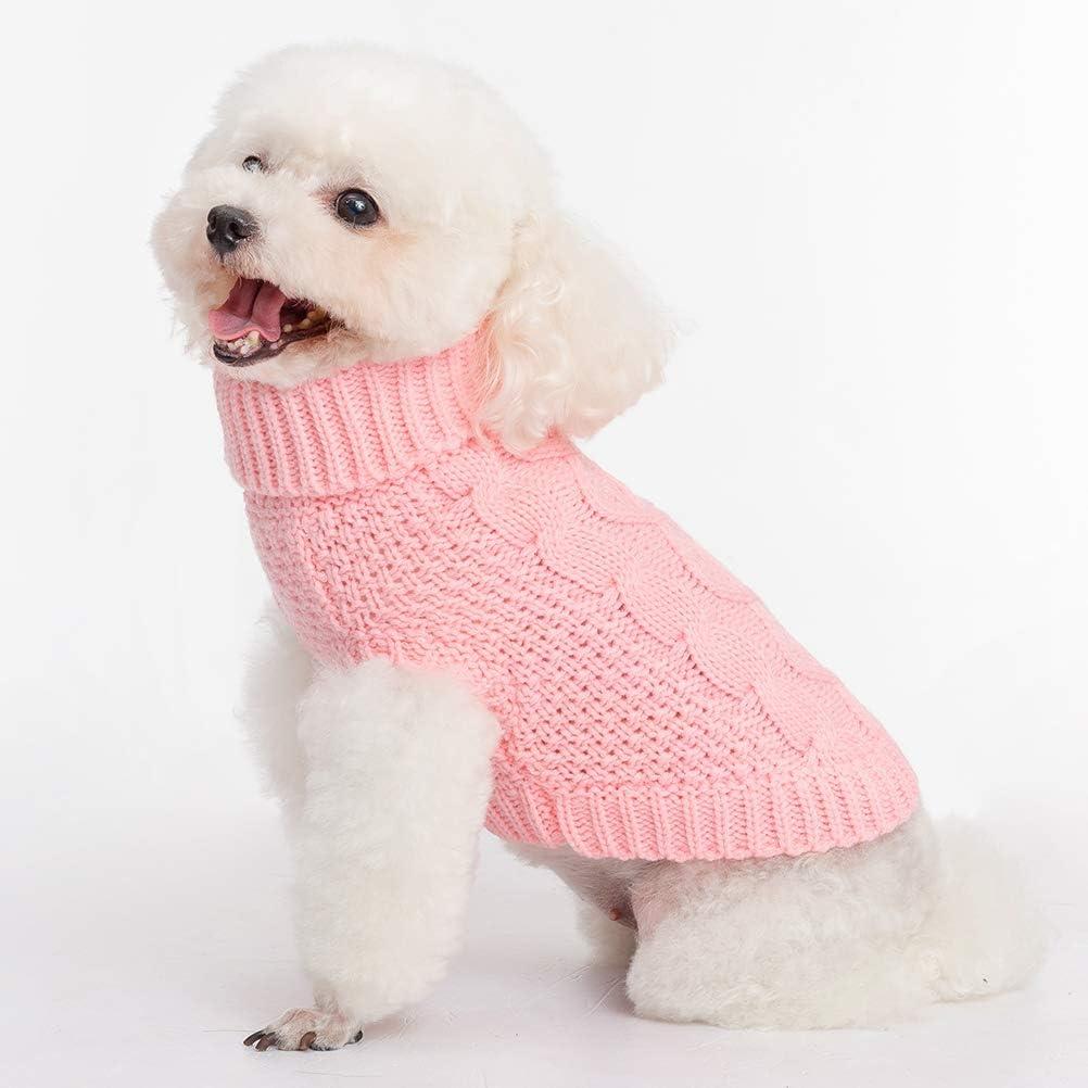 Mihachi Turtleneck Dog Sweater Cable Knit Winter Coat with Leash