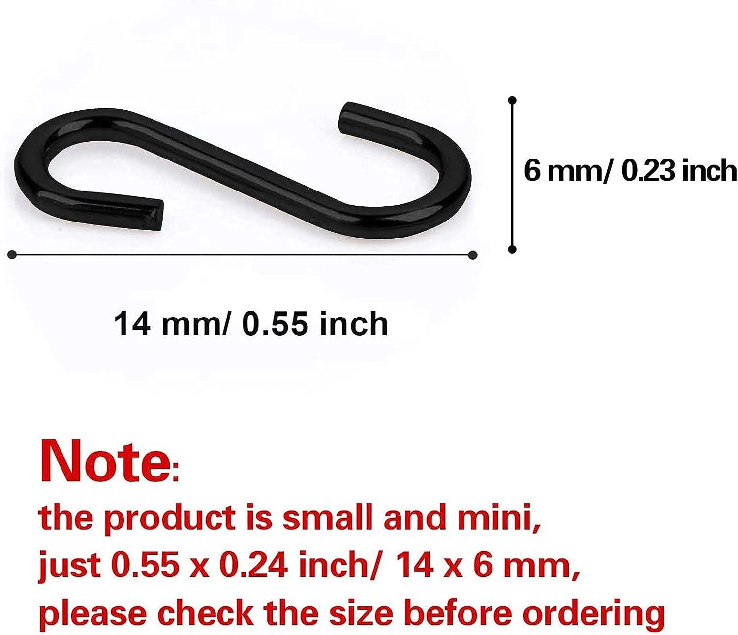 Shappy 200 Pieces 0.55 Inch Mini S Hooks Connectors S-Shaped Wire Hook with  Storage Box for DIY Crafts, Hanging Jewelry, Key Chain, Tags (Black)