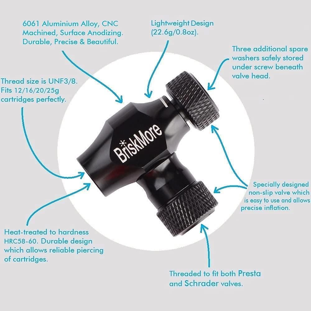 BriskMore CO2 Inflator Kit with X 16g Cartridges Presta