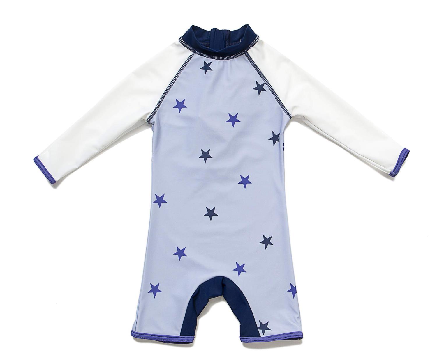 Bonverano Baby Boys Swimsuit UPF 50 Sun Protection One Piece Sunsuit with Sun Hat 12-18Months Blue Fish