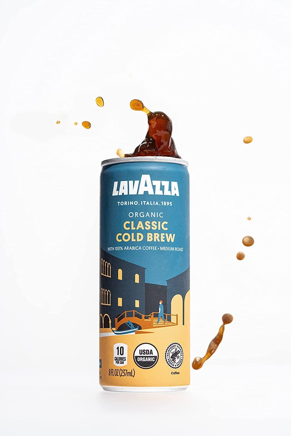 Lavazza Organic Classic Cold Brew Coffee, (Pack of 12 Cans / 8 Fluid