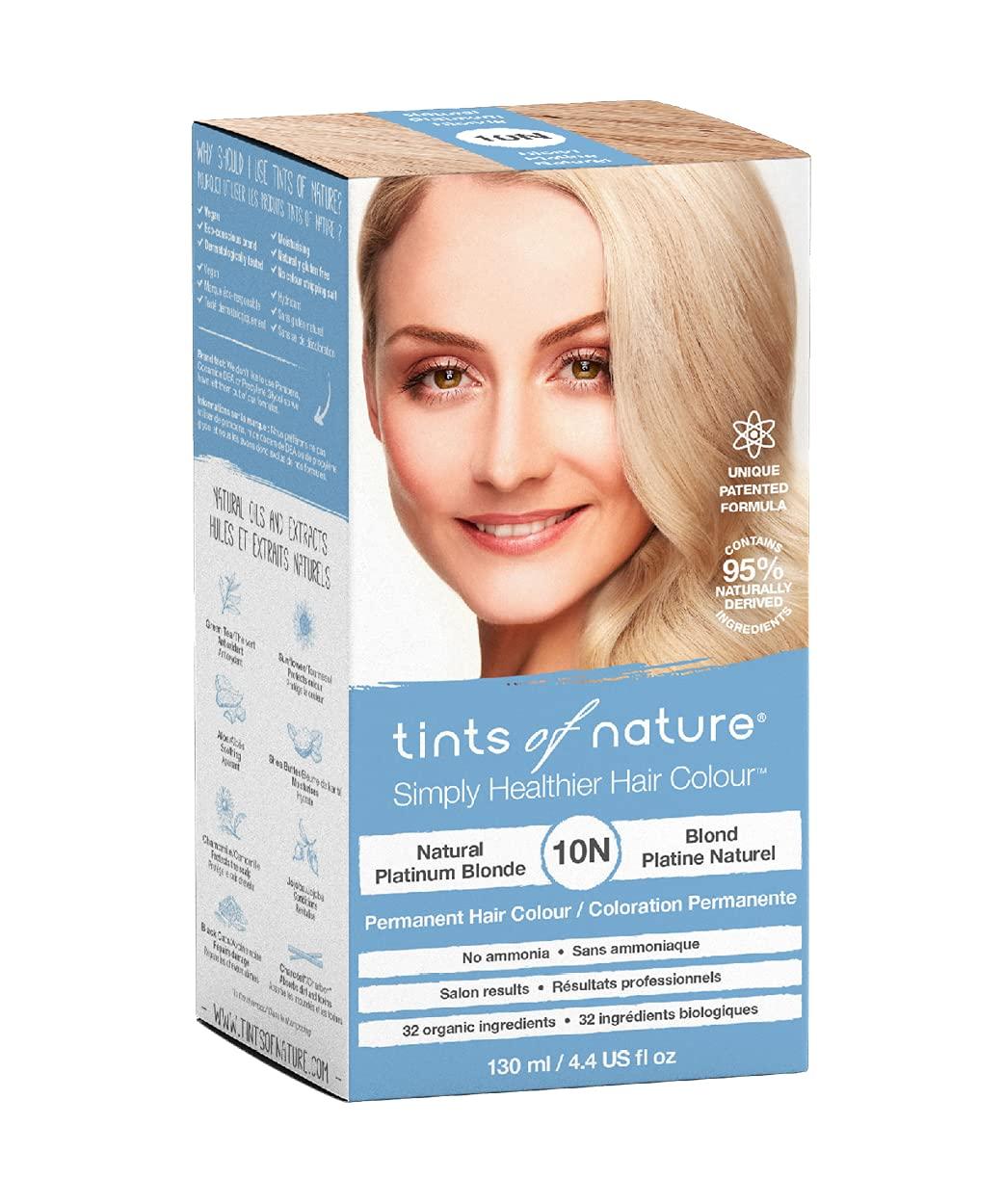 Tints of Nature Natural Permanent Hair Dye, Nourishes hair & Covers Greys,  1 x 130ml - 10N Platinum Blonde Single Platinum Blonde (10N)