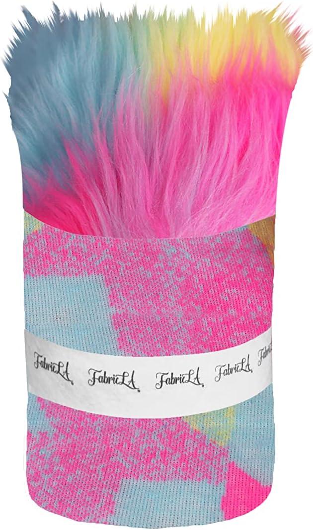 FabricLA Shaggy Faux Fur Roll - Acrylic Fabric 4 X 60 Inches Trim Fur Rolls  - Artificial Fur Material - Use Faux Fur Piece for Crafts DIY Hobby Costume  Design Decoration - Pastel Patch 4X60 Pastel Patch