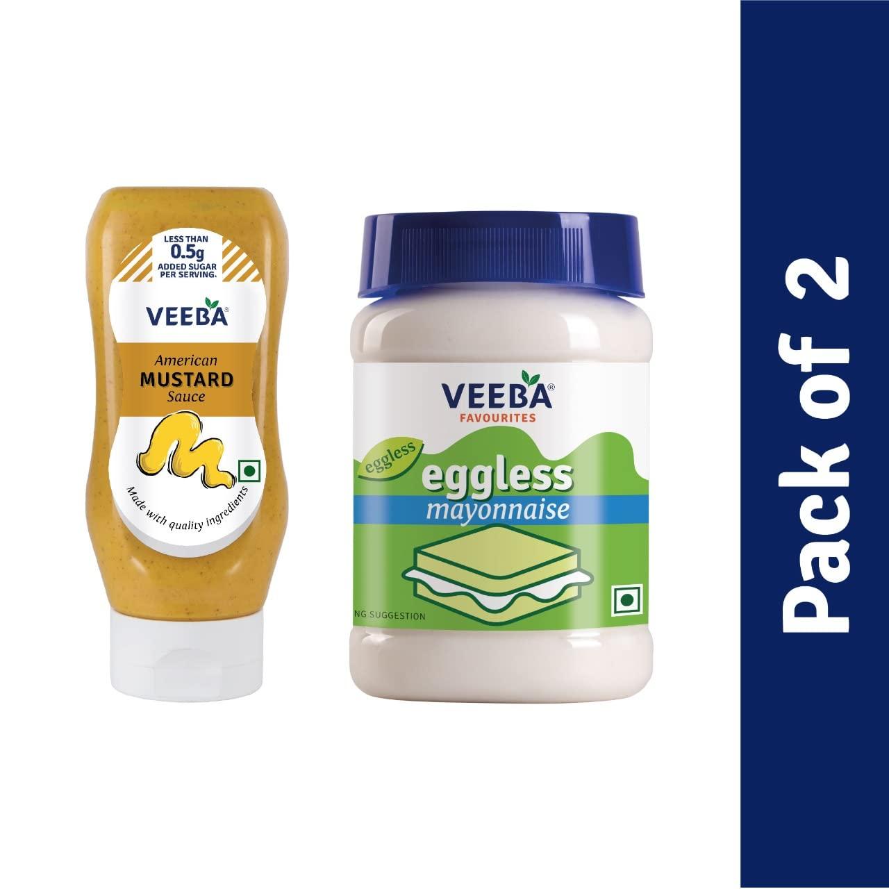 Veeba American Mustard Sauce 300g & Eggless Mayonnaise 250g Combo