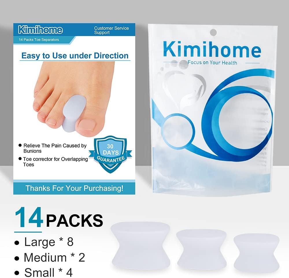 Kimihome 14 Packs Gel Toe Separator Overlapping Toes, Bunions Relief, Prevent Friction. White