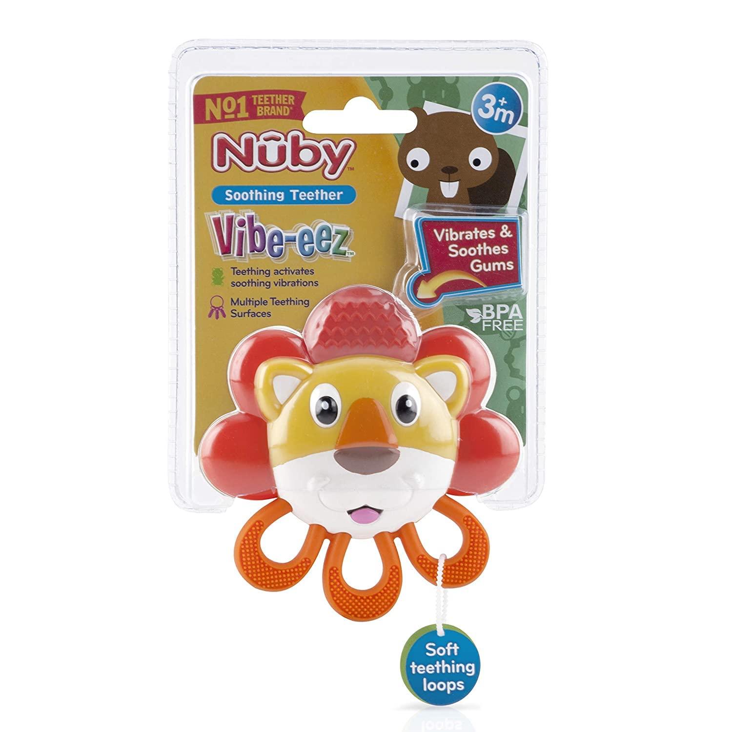 Nuby Vibe-Eez Lion Teether Soothing Teething Toy for Babies
