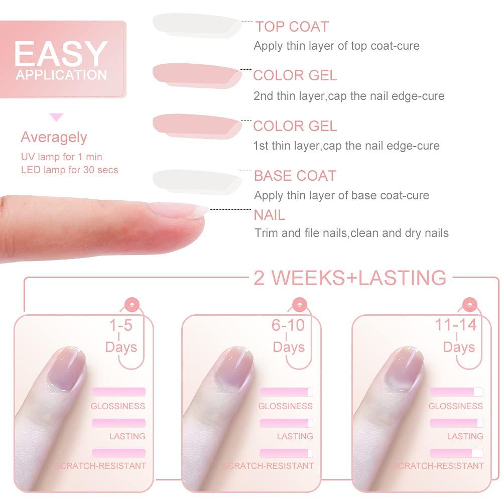Major Dijit Pink Nude Gel Nail Polish Set Soak Off UV Jelly Transparent Gel  Polish Nail Art Designs Home Salon Gel 5ML 5Pcs