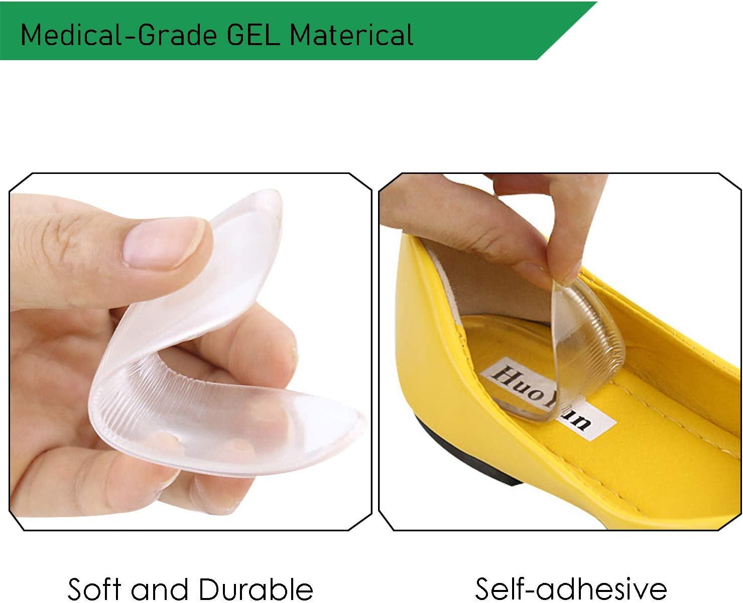 2 Pairs Medial & Lateral Heel Wedge Silicone Insoles Corrective Adhesive Shoe Inserts for Foot