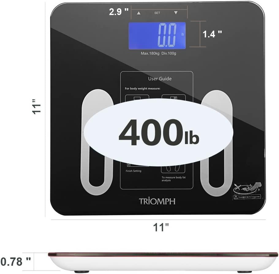 Triomph Smart Digital Body Weight Bathroom Scale with Step-On Technology,  LCD Backlit Display, 400 lbs Capacity and Accurate Weight Measurements
