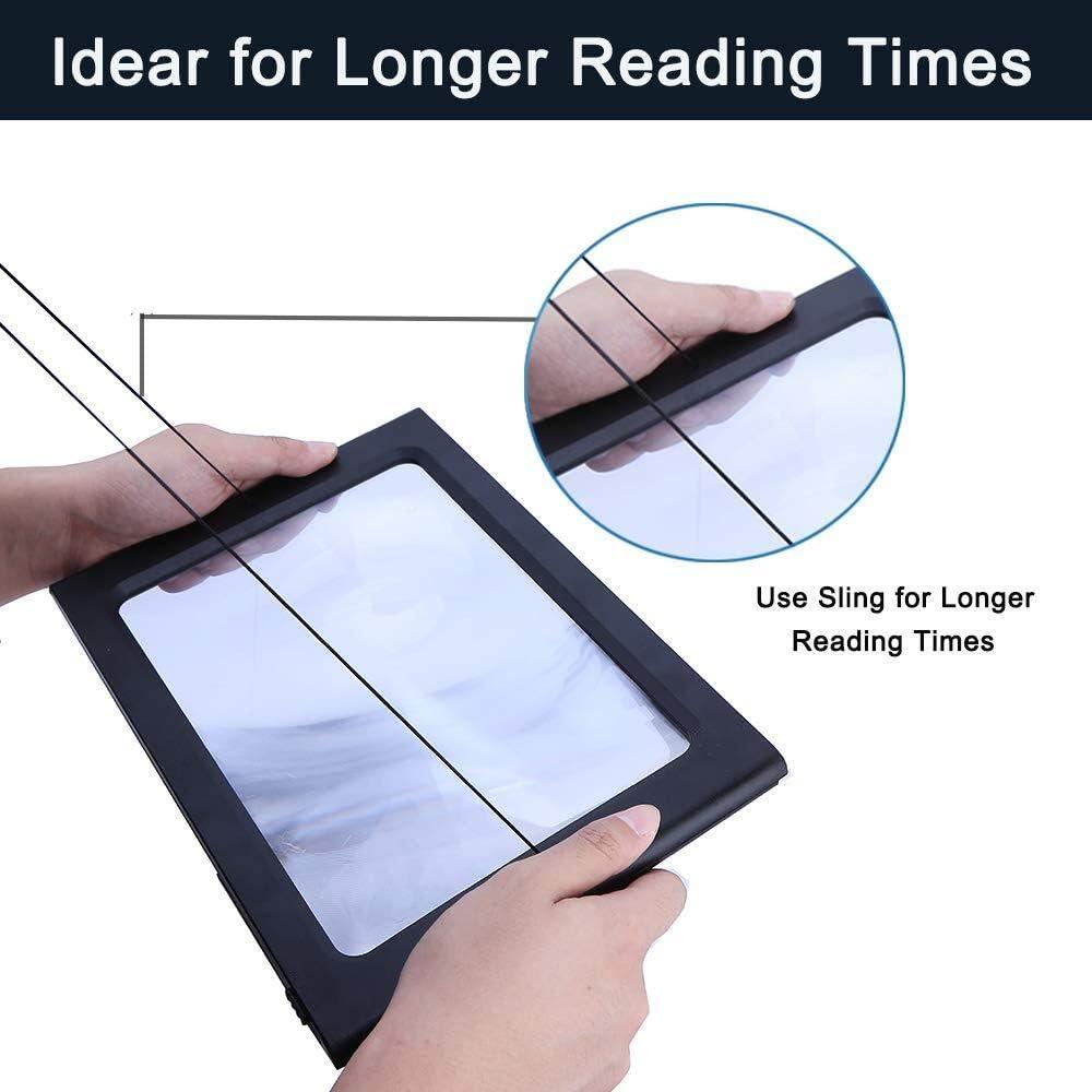 Full Page Magnifying Glass Reading Magnifier With Led Lights With Stand &  Lanyard For Low Vision, Seniors, Reading Books, Newspapers