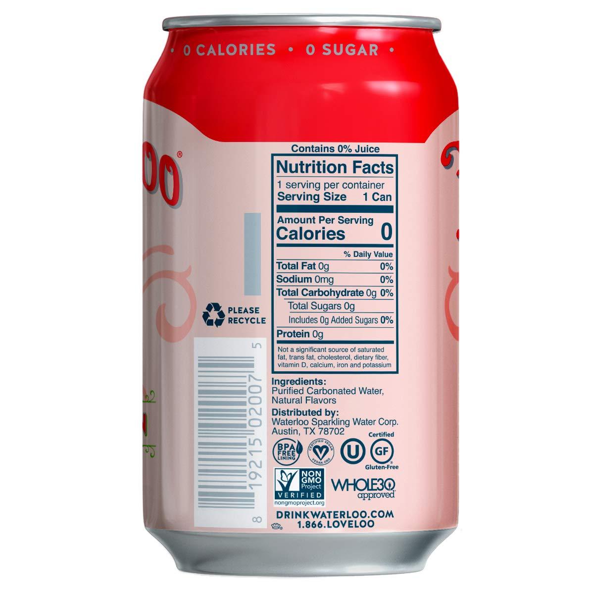 Waterloo Sparkling Water, Watermelon Naturally Flavored, 12 Fl Oz Cans