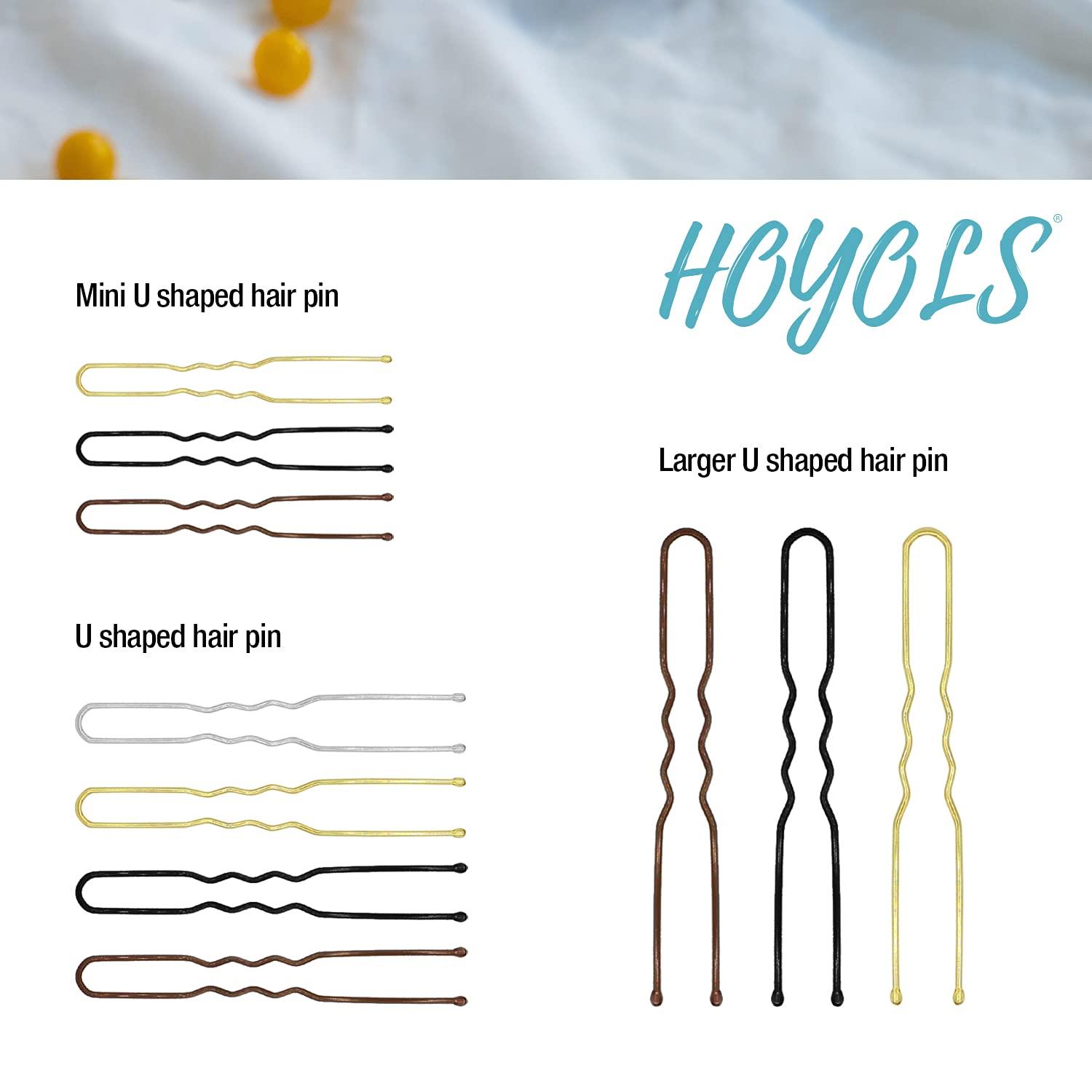 Hoyols U Shaped Hair Pins Brown, Assorted Size U Shape Bobby Pins, Metal  Curved Curly Bun Clips Hairpin Crimped Design with Ball Tips for Buns Women  Girls Grips Hairstyle Updo Thin Thick