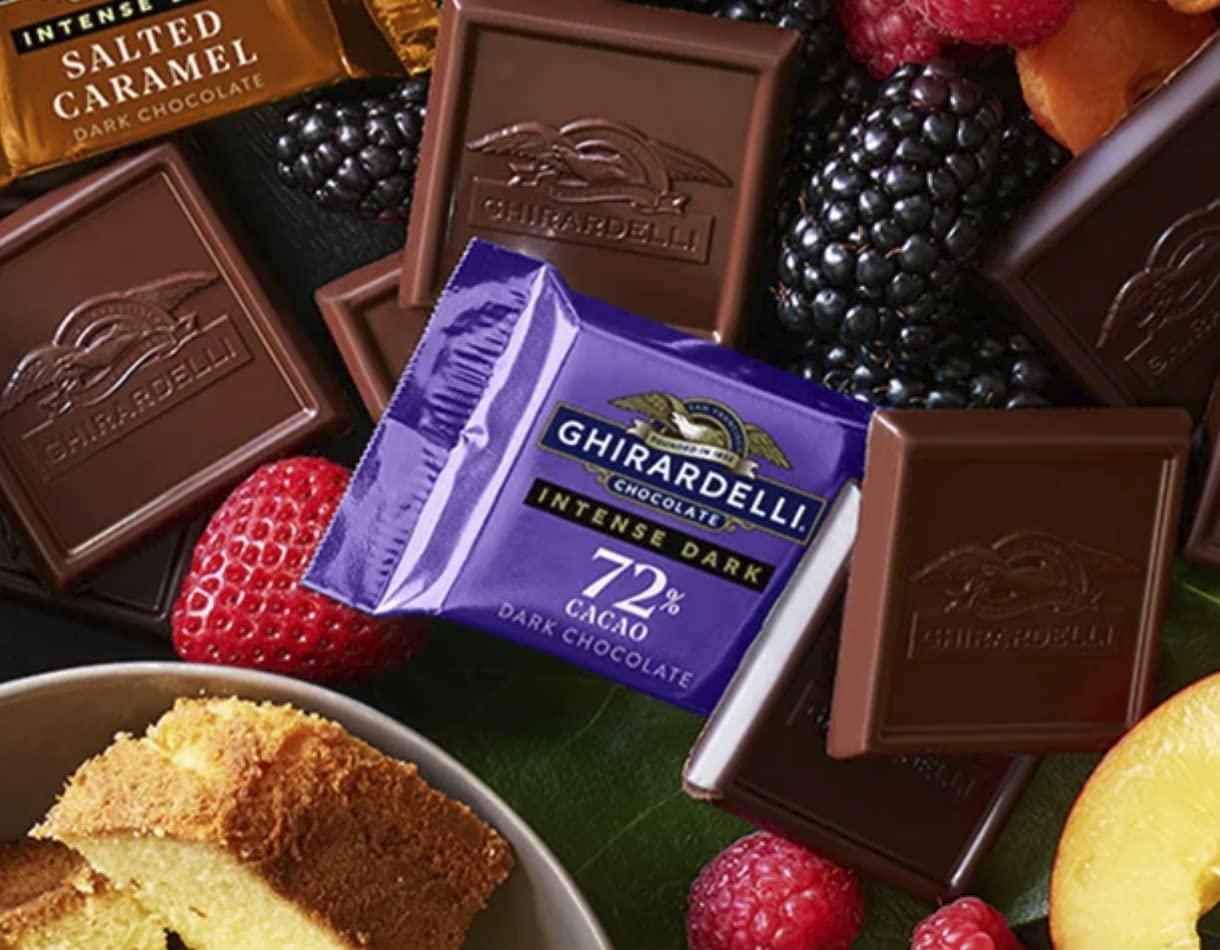 Intense Dark Chocolate Squares 72 Cacao Individually Wrapped, 4.1 oz