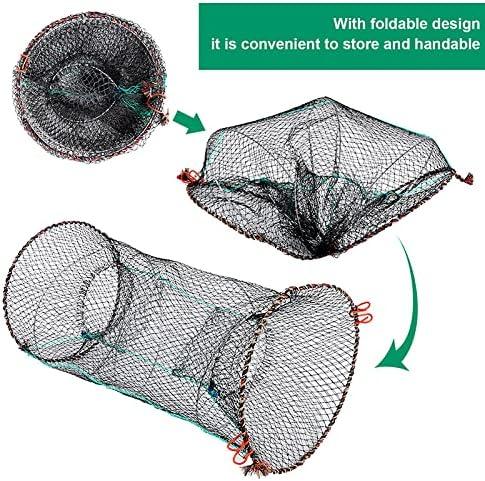 Nswdhy Fishing Bait Trap,2 Packs Crab Trap Minnow Trap Crawfish Trap  Lobster Shrimp Collapsible Cast Net Fishing Nets Portable Folded Fishing  Accessories