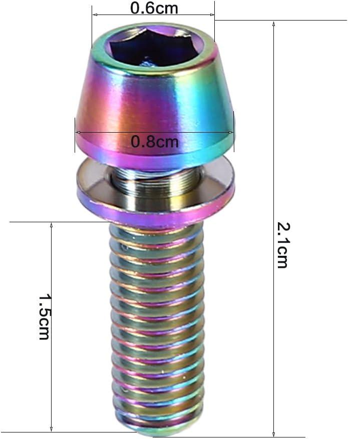 6pcs Colorful Titanium Bolts M5x16 for MTB Road Bikes Tapered