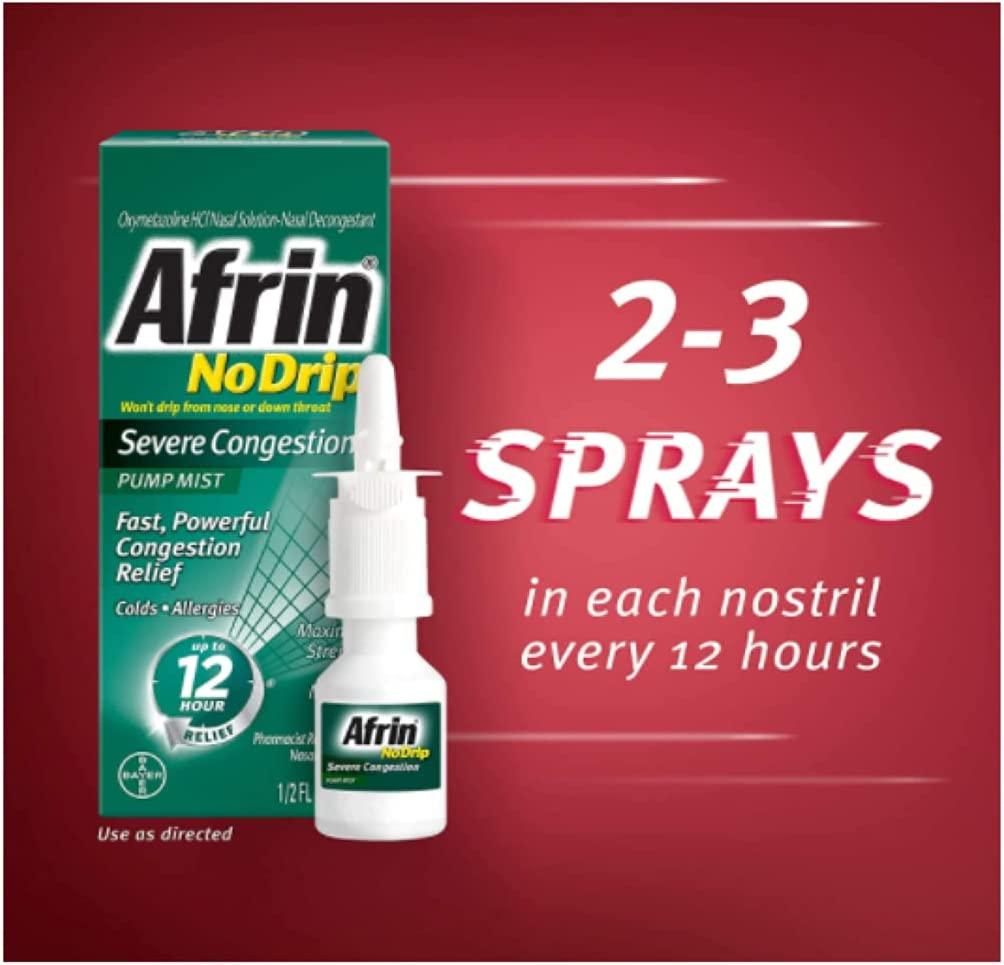 Afrin No Drip Severe Congestion Nasal Decongestant 12 Hour Relief 0.67