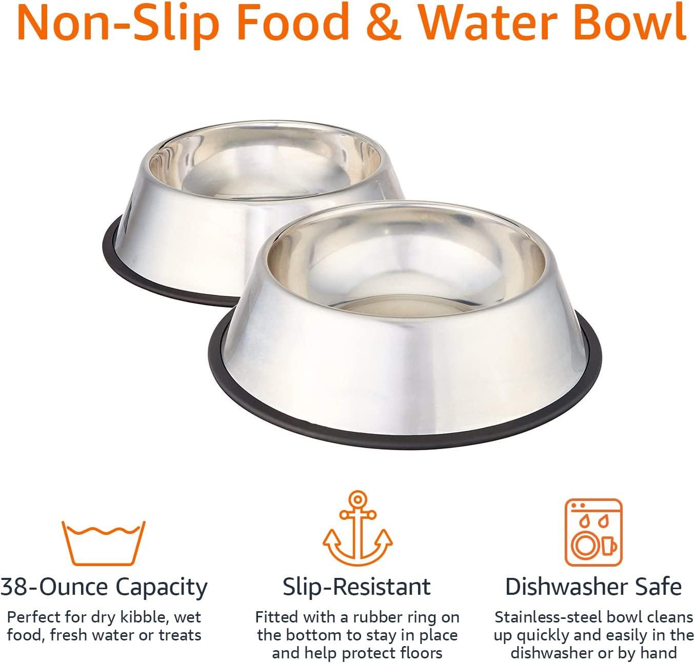 Joyfast Stainless Steel Dog Bowls Set With Non-Slip Rubber Mat Durable Design Perfect For Small Medium Puppy