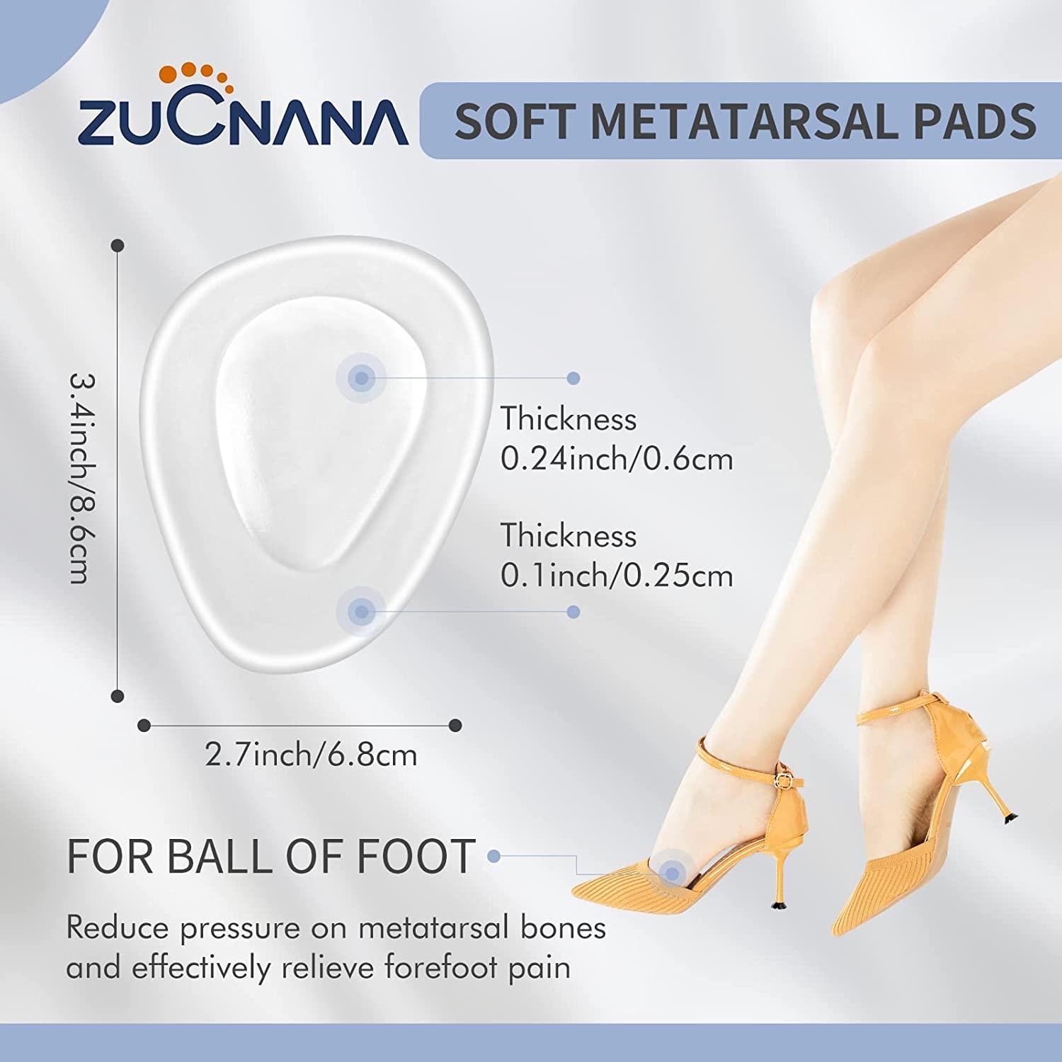 Metatarsal Pads for Women (4 Pairs Shoe Inserts) Invisible Ball of