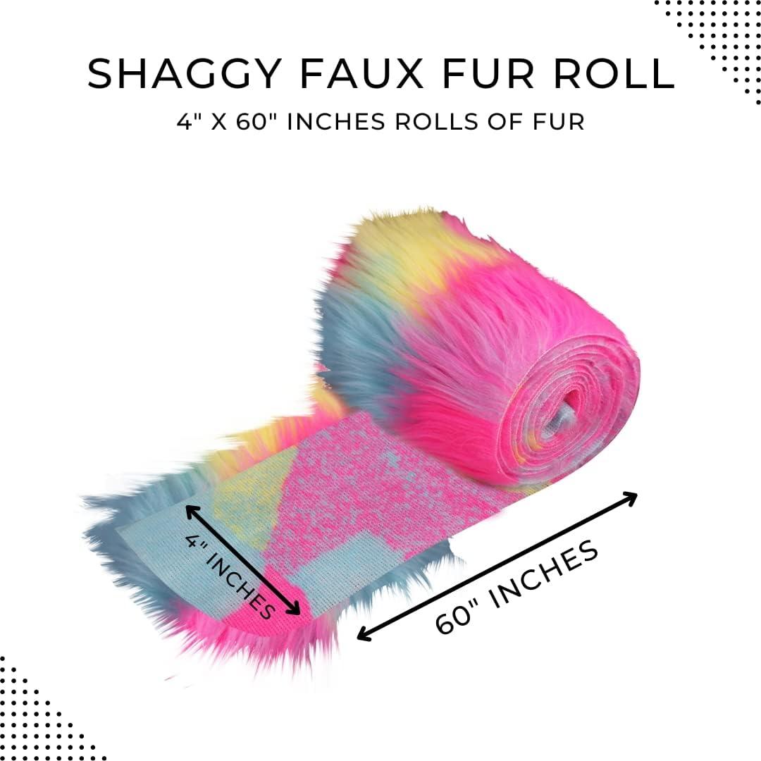 FabricLA Shaggy Faux Fur Roll - Acrylic Fabric 4 X 60 Inches Trim Fur Rolls  - Artificial Fur Material - Use Faux Fur Piece for Crafts DIY Hobby Costume  Design Decoration - Pastel Patch 4X60 Pastel Patch